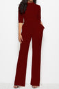 Mock Neck Tie-Waist Half Sleeve Jumpsuit