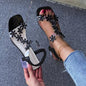 Flower Open Toe Block Heel Sandals