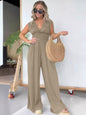 Smocked Cap Sleeve Wide Leg Jumpsuit