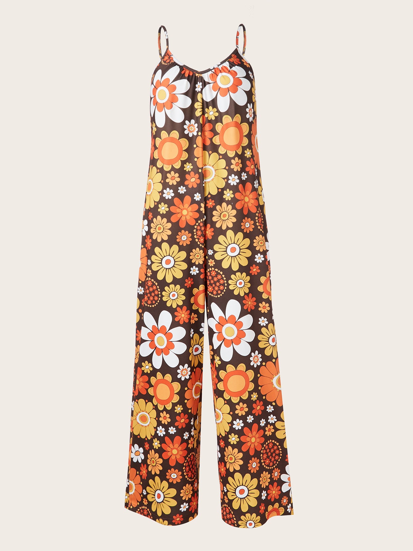 Plus Size Women's Allover Printed Pattern Camisole Casual Street Jumpsuit Pants