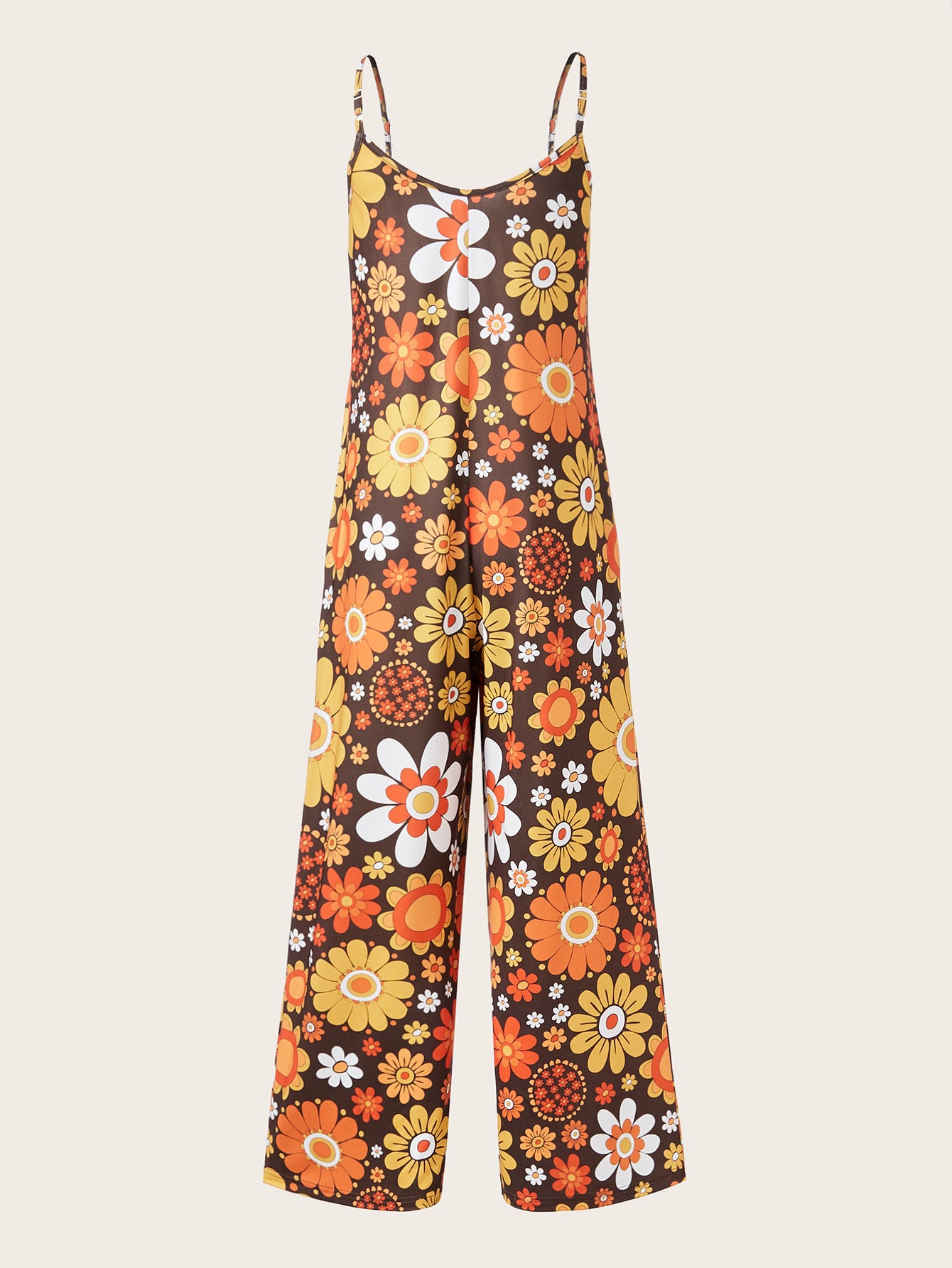 Plus Size Women's Allover Printed Pattern Camisole Casual Street Jumpsuit Pants