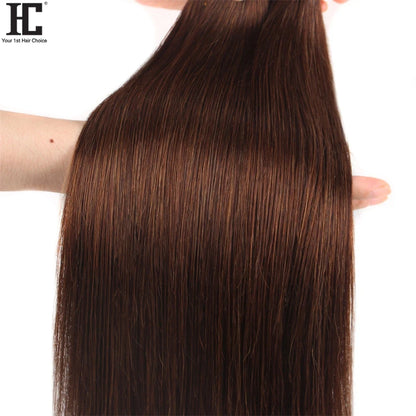 #4 Light Brown Straight Human Hair Bundles 8-40 Inch Cheap Human Hair Extensions For Black Women 1 / 3 / 4 Bundles Wholesale