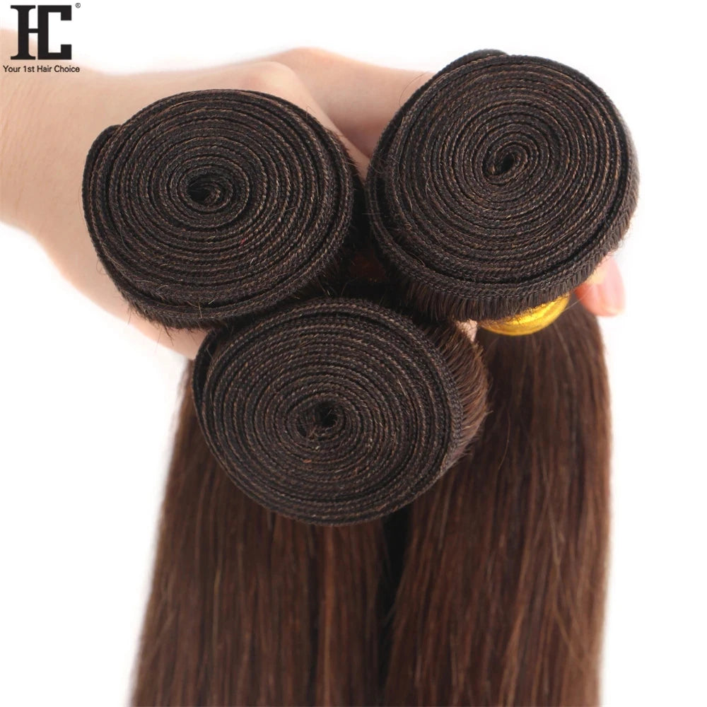 #4 Light Brown Straight Human Hair Bundles 8-40 Inch Cheap Human Hair Extensions For Black Women 1 / 3 / 4 Bundles Wholesale