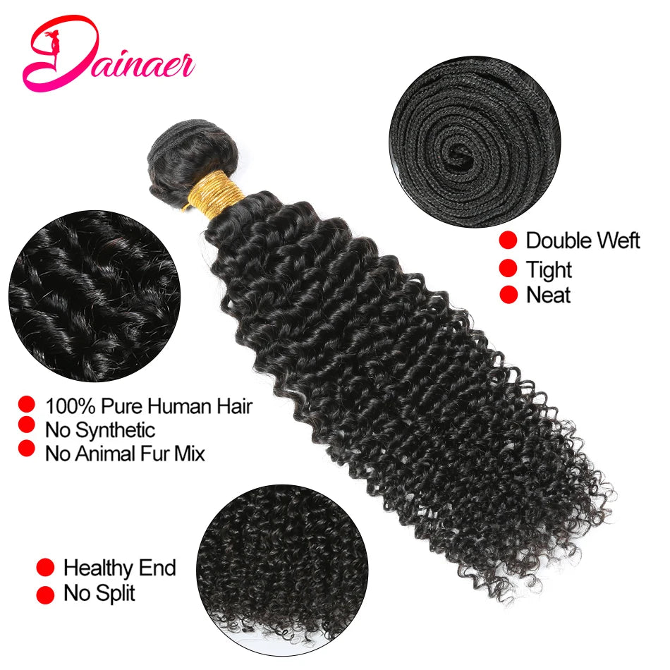 Indian Afro Kinky Curly Bundles 1/3Pcs Human Hair Bundles Natural Color 12-26 Inch Virgin Hair Extension 4C Afro Kinky Bundles
