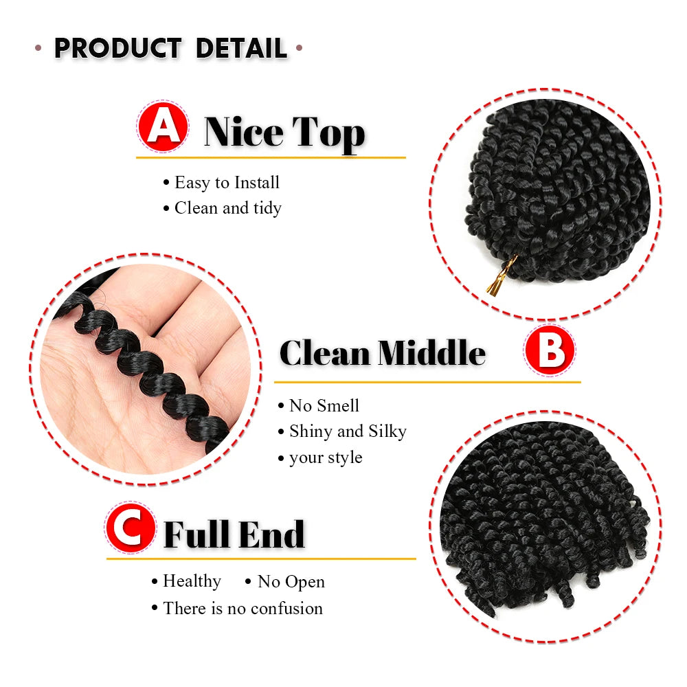 12 Inch Spring Twist Hair Afro Fluffy Synthetic Twist Braids Ombre Crochet Hair Extensions For Women Wholesale Hair Expo City