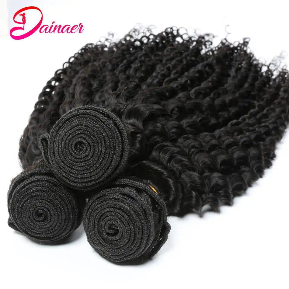 Indian Afro Kinky Curly Bundles 1/3Pcs Human Hair Bundles Natural Color 12-26 Inch Virgin Hair Extension 4C Afro Kinky Bundles