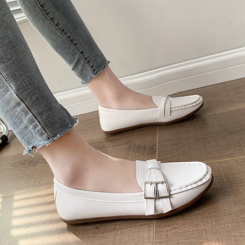 Spring And Autumn New Single Layer Shoes Women's Fashion Belt Buckle Mom Shoes ot men Shoes