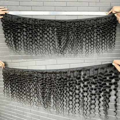 30 34 Inch Deep Wave Human Hair Bundles Curly Hair Burmese Weaving Raw Unprocessed Tissage Double Weft Virgin Hair Extensions