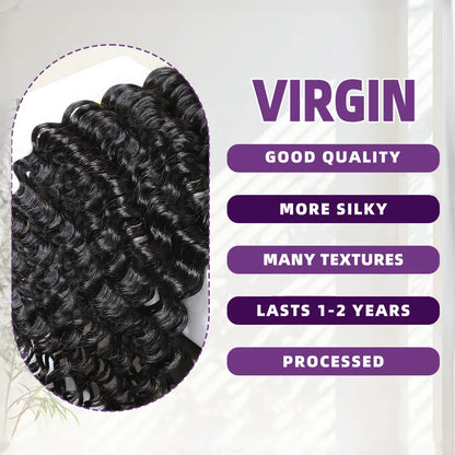 30 34 Inch Deep Wave Human Hair Bundles Curly Hair Burmese Weaving Raw Unprocessed Tissage Double Weft Virgin Hair Extensions