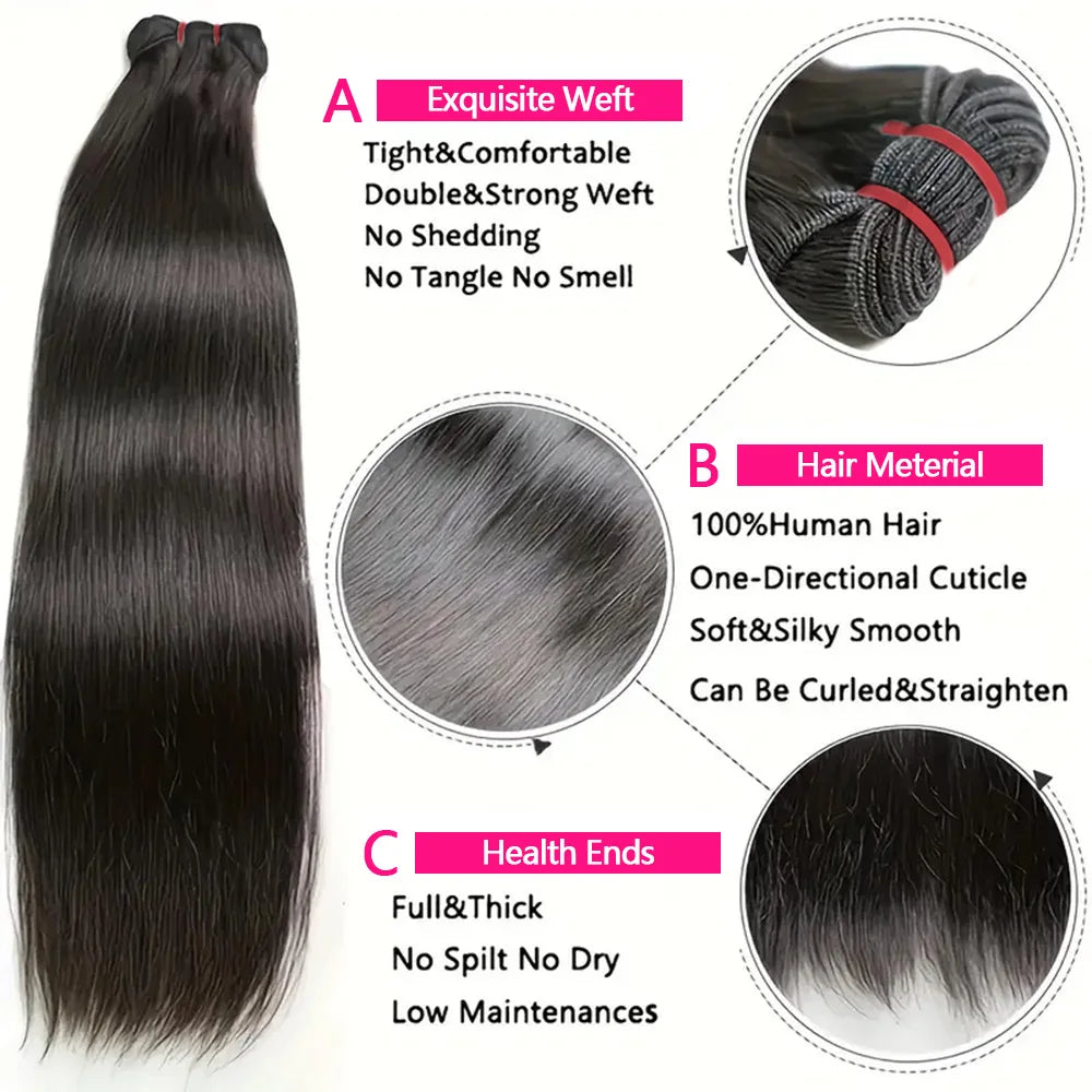 Double Drawn Straight human hair Bundles 15A Raw Human Hair 20 22 24 Inch Unprocessed Virgin Human Hair Extensions Top Quality