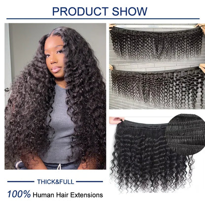 30 34 Inch Deep Wave Human Hair Bundles Curly Hair Burmese Weaving Raw Unprocessed Tissage Double Weft Virgin Hair Extensions