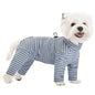 Dog Pajamas Small Dog Clothes with Fully-Closed Stomach Windproof Warm Velvet Pet Undershirts Adjustable Puppy Striped Jumpsuit