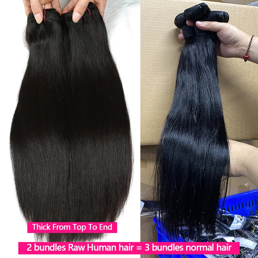 Double Drawn Straight human hair Bundles 15A Raw Human Hair 20 22 24 Inch Unprocessed Virgin Human Hair Extensions Top Quality