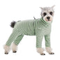 Dog Pajamas Small Dog Clothes with Fully-Closed Stomach Windproof Warm Velvet Pet Undershirts Adjustable Puppy Striped Jumpsuit