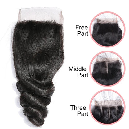 12A Peruvian Hair Bundles With Closure Loose Wave Bundles With Hd Transparent Lace Closure Human Hair 3 Bundles With Closure