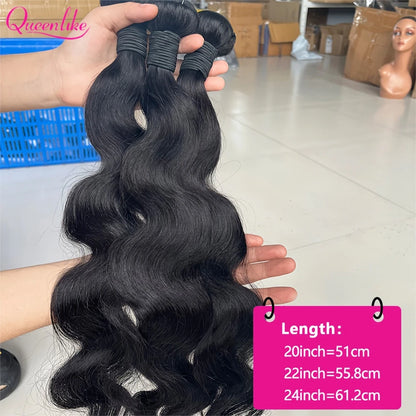 Queenlike 24 24 24 Inch Body Wave Bundles Human Hair 12A Top Quality Raw Hair Bundles 30Inch Brazilian Weave Human Hair Bundles