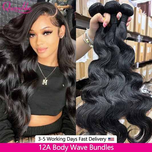 Queenlike 24 24 24 Inch Body Wave Bundles Human Hair 12A Top Quality Raw Hair Bundles 30Inch Brazilian Weave Human Hair Bundles