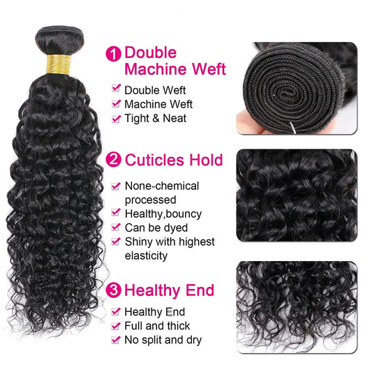 10A Water Wave Bundle Deals 100% Unprocessed Brazilian Human Hair Weave Wet and Wavy Hair Bundles Humain Hair Extensions