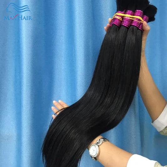 MaxHair 100% Raw Human Virgin Hair Unprocessed Cuticle Aligned Hair Straight Bundles Hair Bulk Extensions Cabelo Humano Atacado