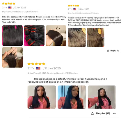 Double Drawn Straight human hair Bundles 15A Raw Human Hair 20 22 24 Inch Unprocessed Virgin Human Hair Extensions Top Quality