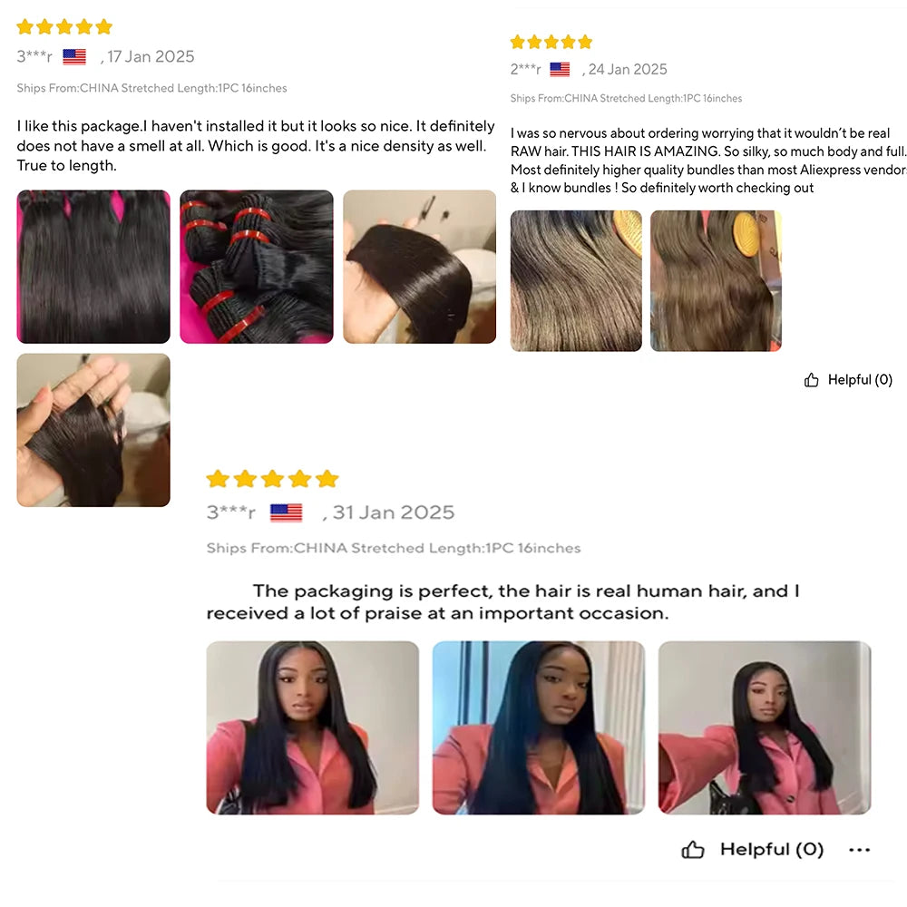 Double Drawn Straight human hair Bundles 15A Raw Human Hair 20 22 24 Inch Unprocessed Virgin Human Hair Extensions Top Quality