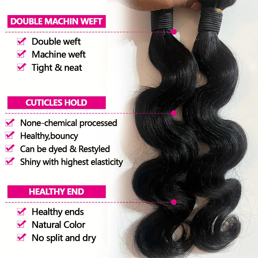 Queenlike 24 24 24 Inch Body Wave Bundles Human Hair 12A Top Quality Raw Hair Bundles 30Inch Brazilian Weave Human Hair Bundles