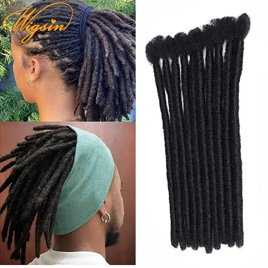 WIGSIN 8Inch Synthetic Handmade Dreadlocks 10strands Braids Hair Extension Crochet Hair Black Brown Reggae Wig for Men Women