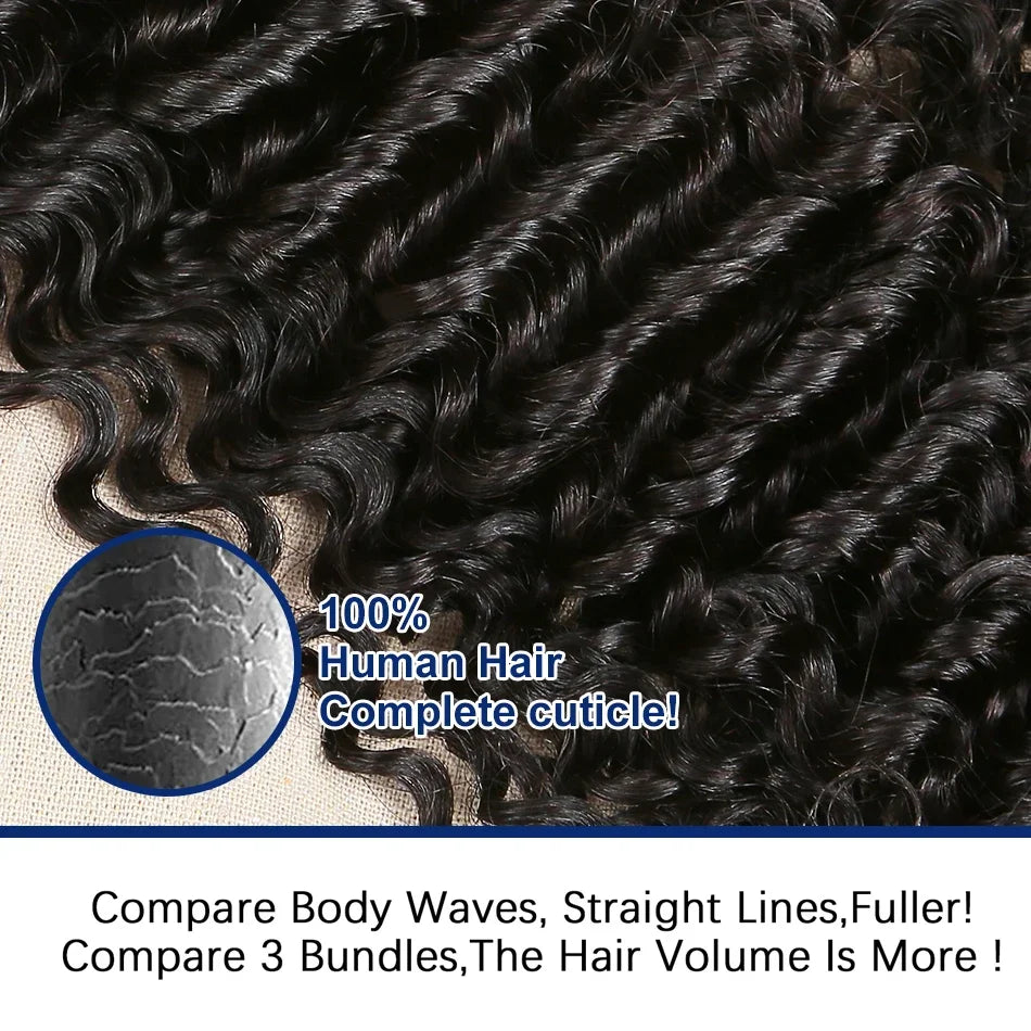 30 34 Inch Deep Wave Human Hair Bundles Curly Hair Burmese Weaving Raw Unprocessed Tissage Double Weft Virgin Hair Extensions