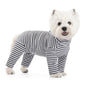 Dog Pajamas Small Dog Clothes with Fully-Closed Stomach Windproof Warm Velvet Pet Undershirts Adjustable Puppy Striped Jumpsuit