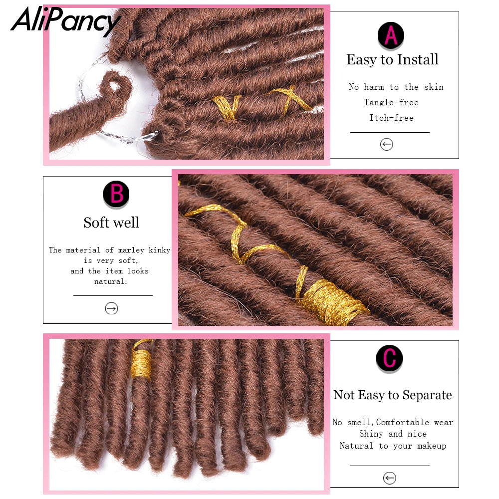 10inch Synthetic Straight Faux Locs Crochet Twist Hair Dreadlocks Extension Pre-Looped Crochet Braids Soft Ombre Braiding Hair