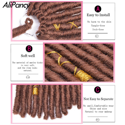 10inch Synthetic Straight Faux Locs Crochet Twist Hair Dreadlocks Extension Pre-Looped Crochet Braids Soft Ombre Braiding Hair