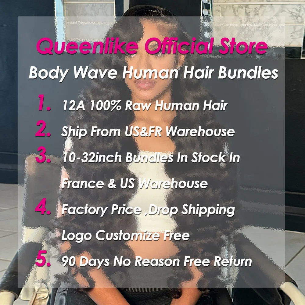 Queenlike 24 24 24 Inch Body Wave Bundles Human Hair 12A Top Quality Raw Hair Bundles 30Inch Brazilian Weave Human Hair Bundles