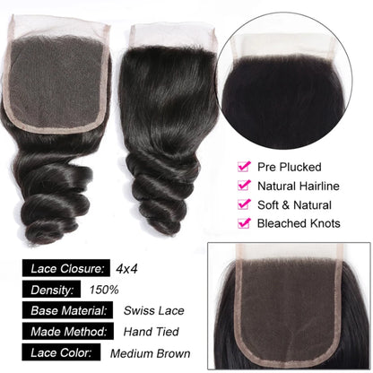 12A Peruvian Hair Bundles With Closure Loose Wave Bundles With Hd Transparent Lace Closure Human Hair 3 Bundles With Closure