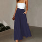 New Casual Elastic High Waist Solid Color Wide Leg Pants